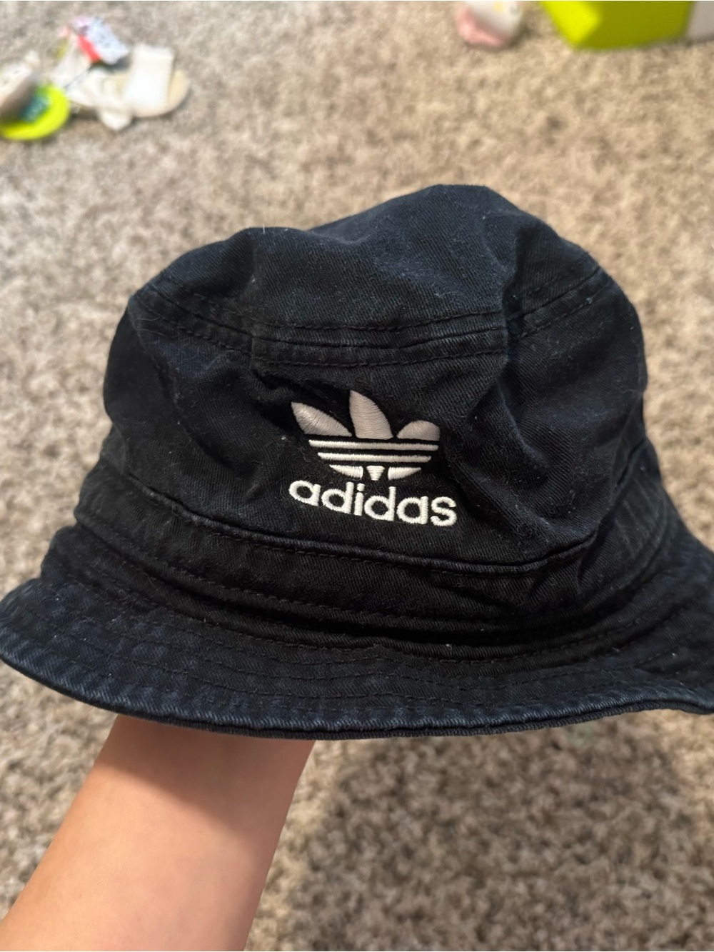 adidas Black Bucket Hat with Trefoil Patch